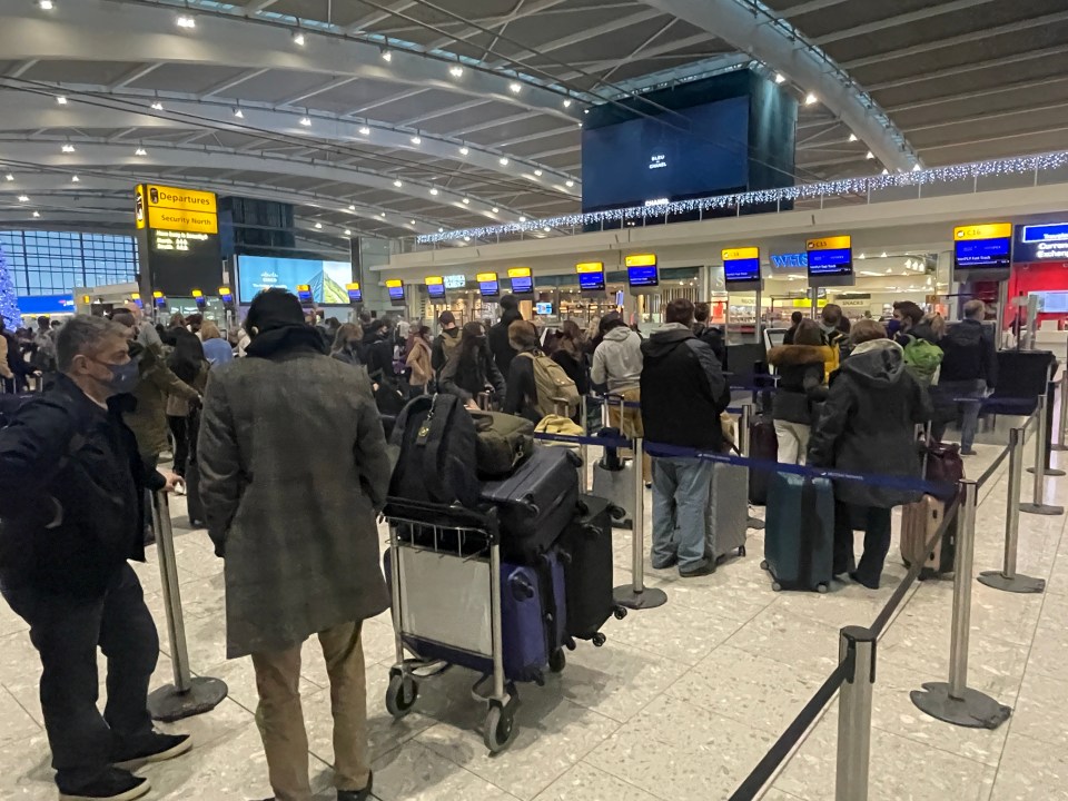 Passengers queue at Heathrow’s Terminal 5