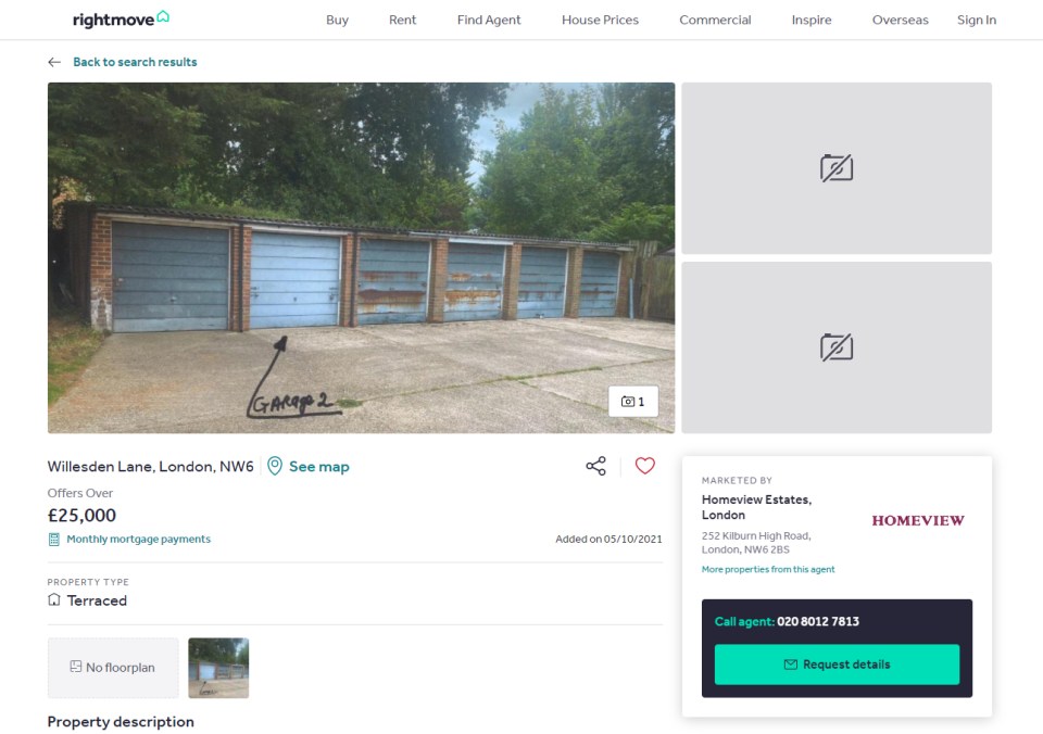 The pictures indicate the 'terrace' is actually just a garage