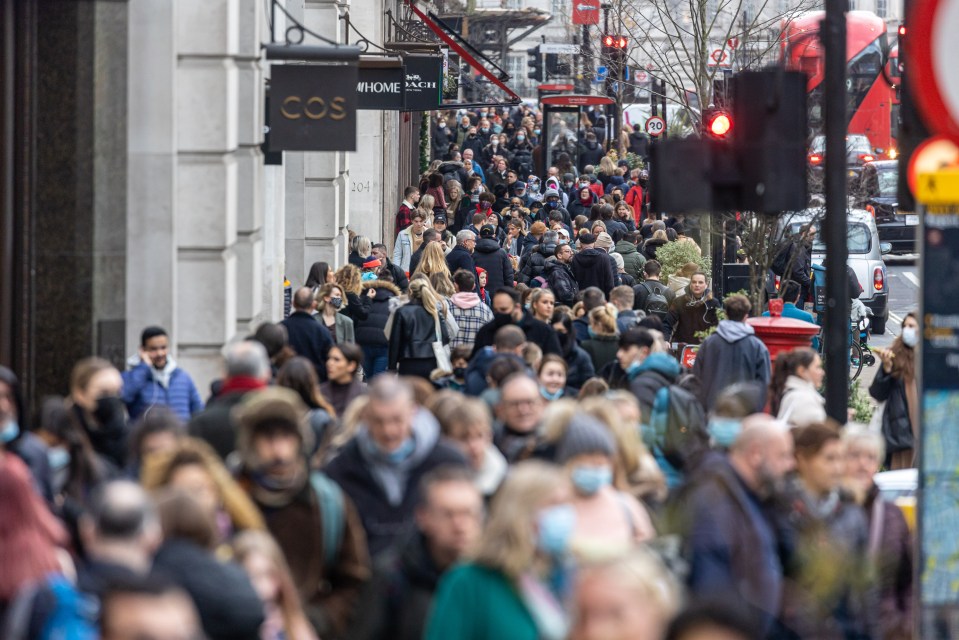 Christmas shoppers pack London’s Regent Street