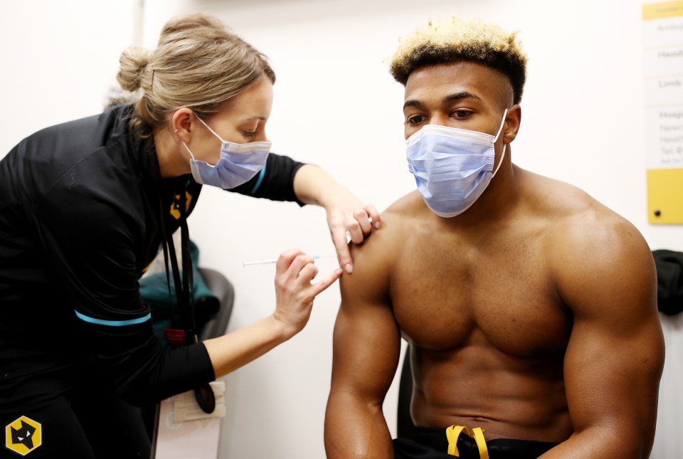 Wolves winger Adama Traore receives his booster jab