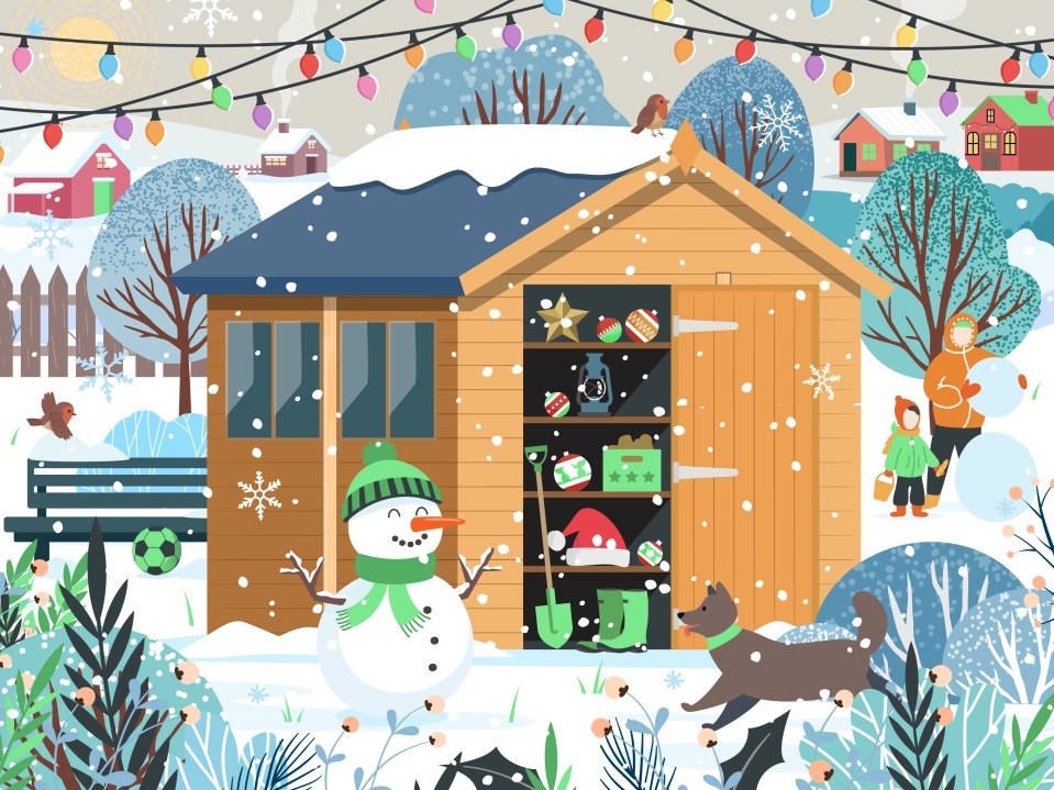 Can you find the cheeky gnome hidden in this winter wonderland scene?