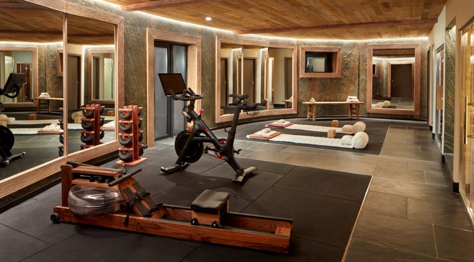 And a fully equipped gym with built-in crash mats and wall mirrors