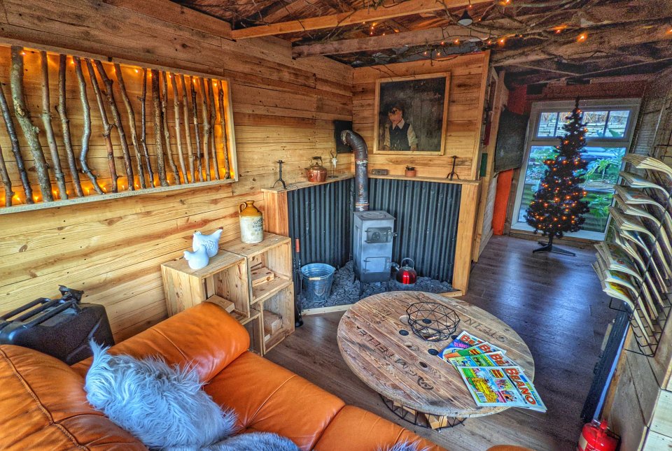 Neil has transformed the interior into a rustic den for his four kids