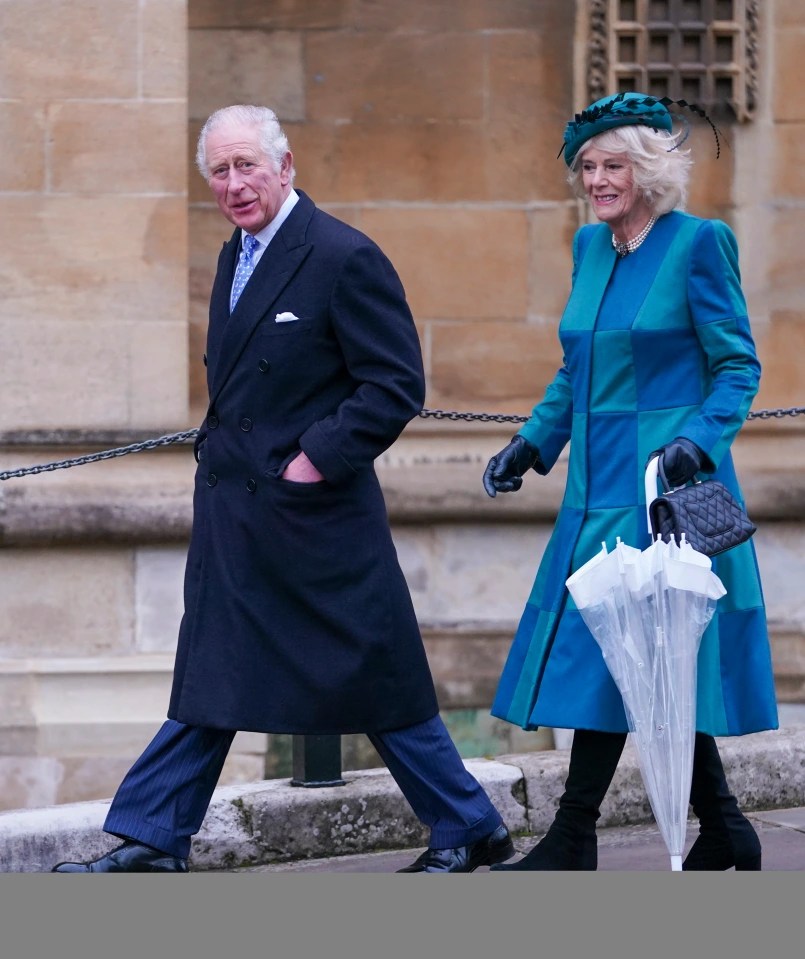 Prince Charles and Camilla arriving at Windsor chapel for the Christmas Day service, which the monarch did not attend