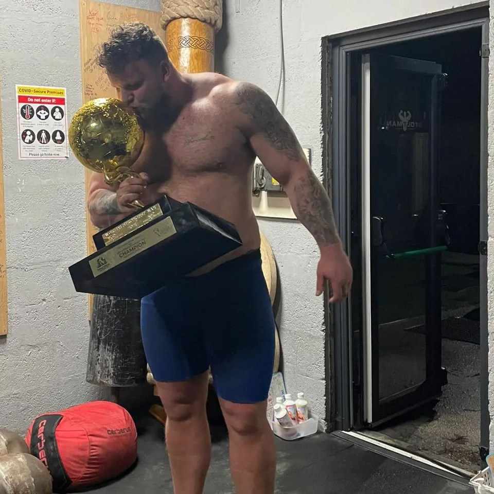 Tom Stoltman with his World’s Strongest Man trophy