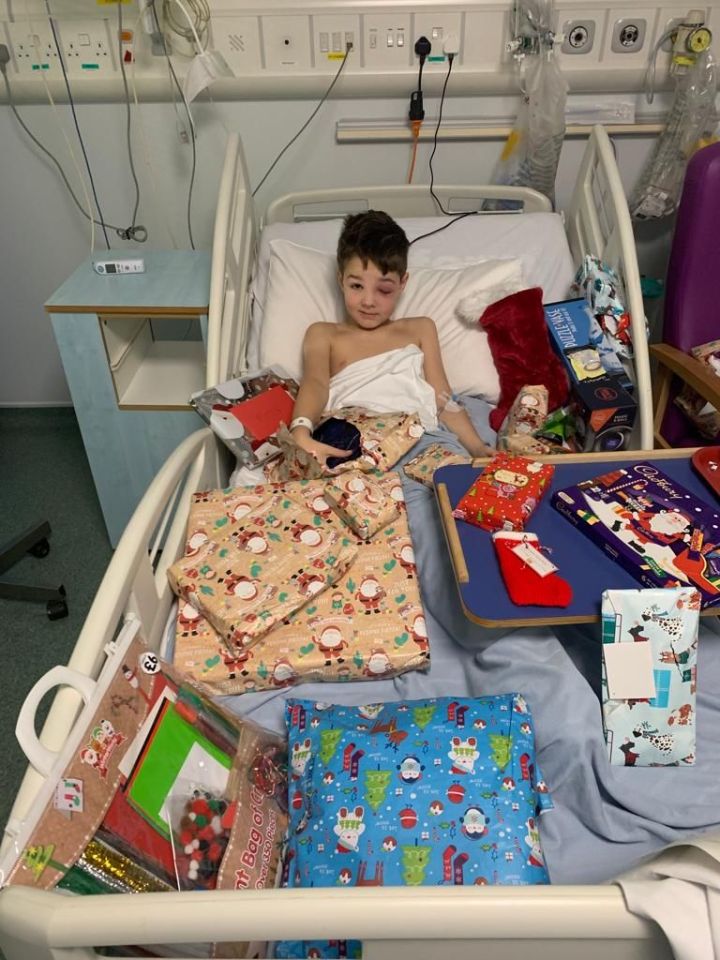 Despite an unexpected Christmas in hospital, nurses and mum Angela made sure Zac got to open all his presents