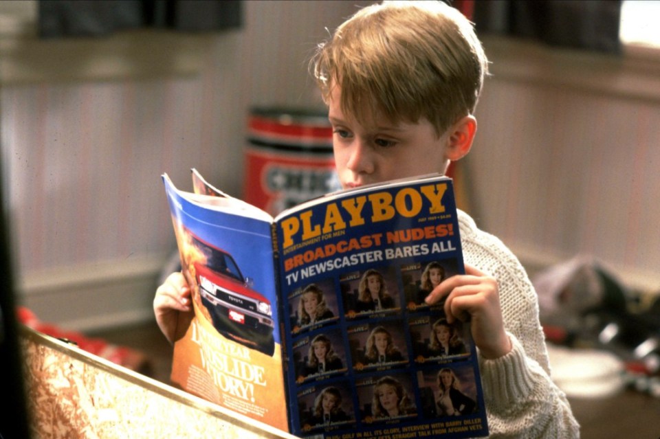 Kevin innocently comes across an explicit Playboy magazine in Home Alone