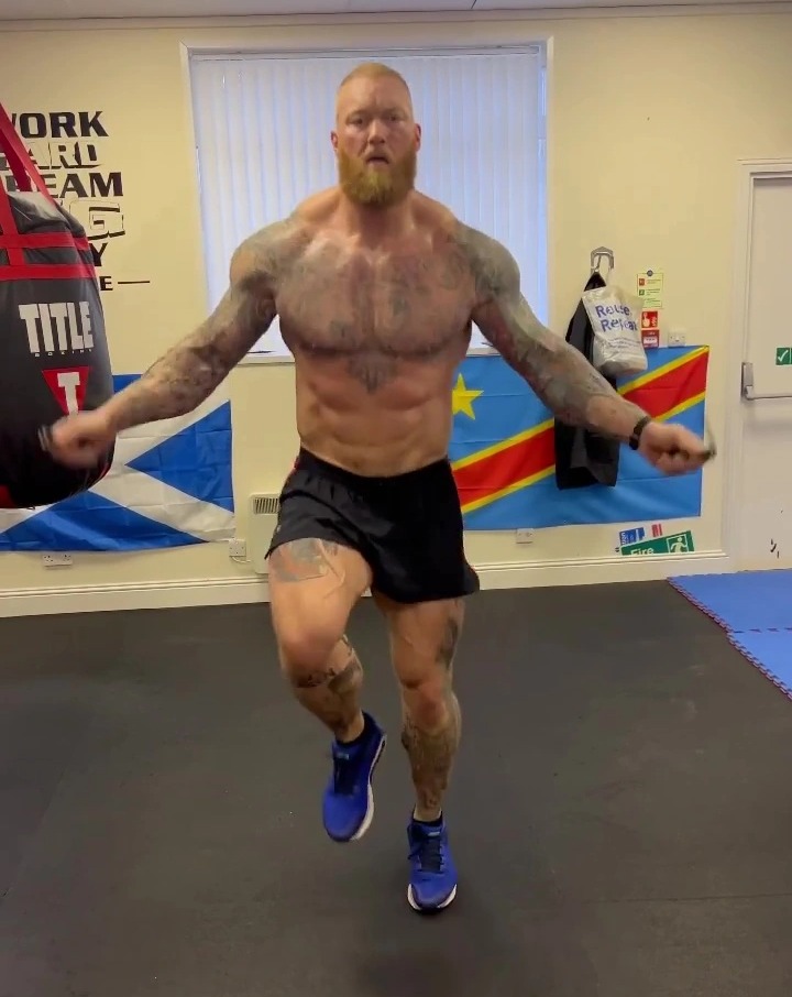 Hafthor Bjornsson shared a video of his shredded physique ahead of the fight with Eddie Hall