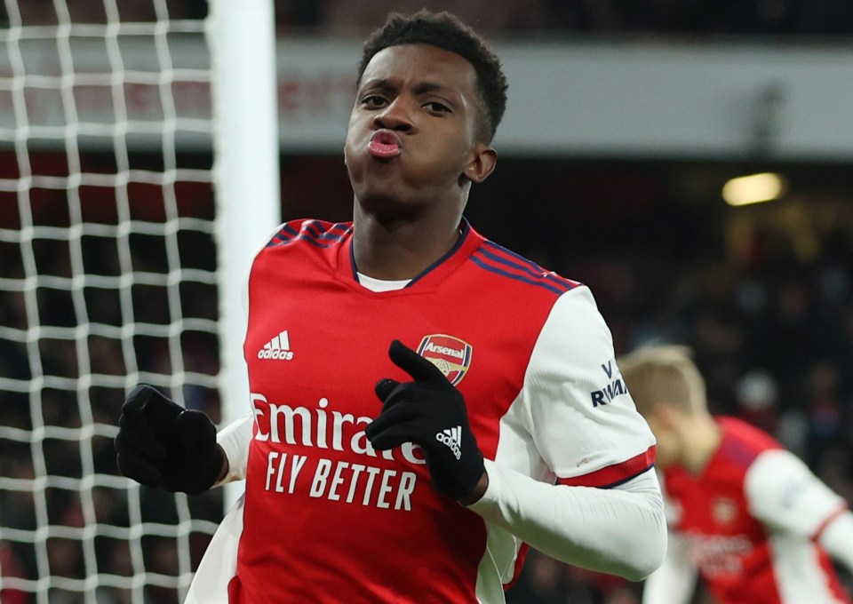 Eddie Nketiah scored his first senior hat-trick in the Emirates thrashing