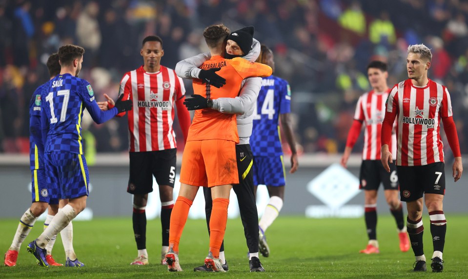 Kepa earned a hug from Thomas Tuchel after an excellent performance