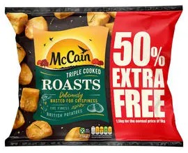 McCain’s triple-cooked roast potatoes come with a free roasting tray at Iceland