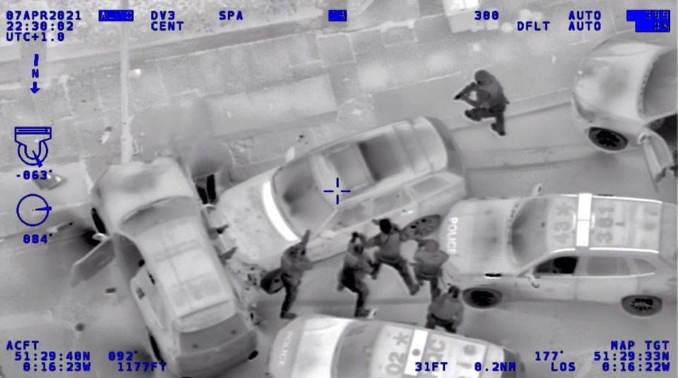 Police helicopter footage shows the moment Thomas Schreiber was stopped by cops after a high-speed car chase