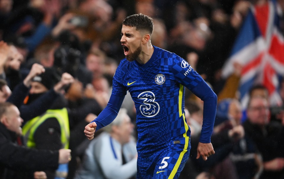 Jorginho celebrates scoring for Chelsea