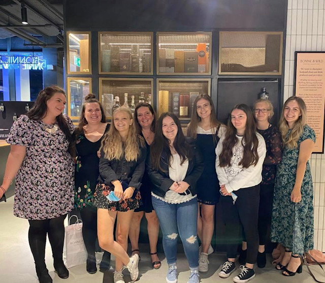 Mum Emma pictured with their eldest daughters - Rachel, 30, Sophia, 28, Polly, 27, Charlotte, 25, Alice, 23, Annabelle, 21, Jennifer, 19 and Isabella, 17