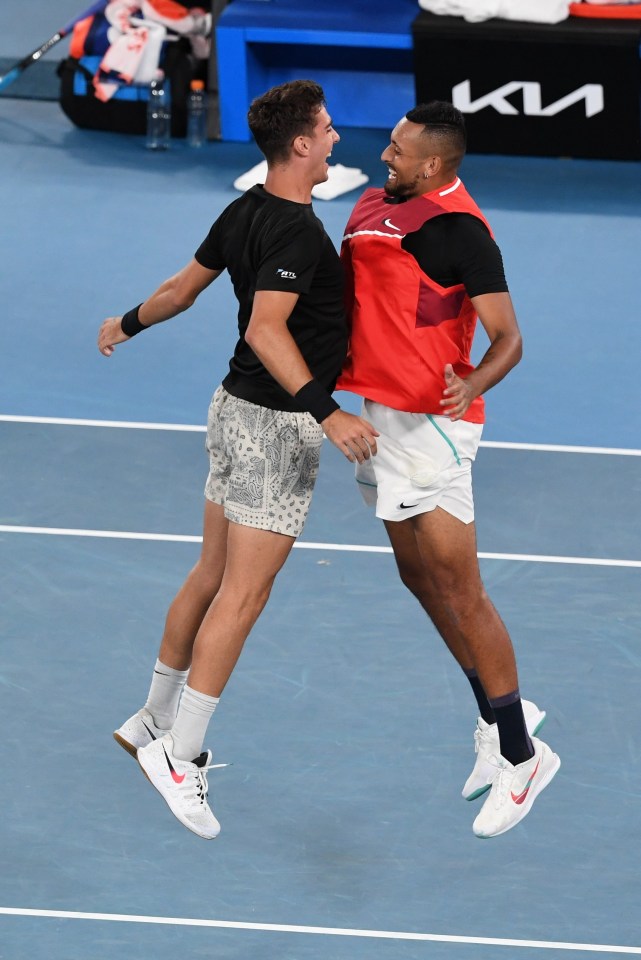 The Special Ks celebrated with a chest bump after securing the 7-5 6-4 win