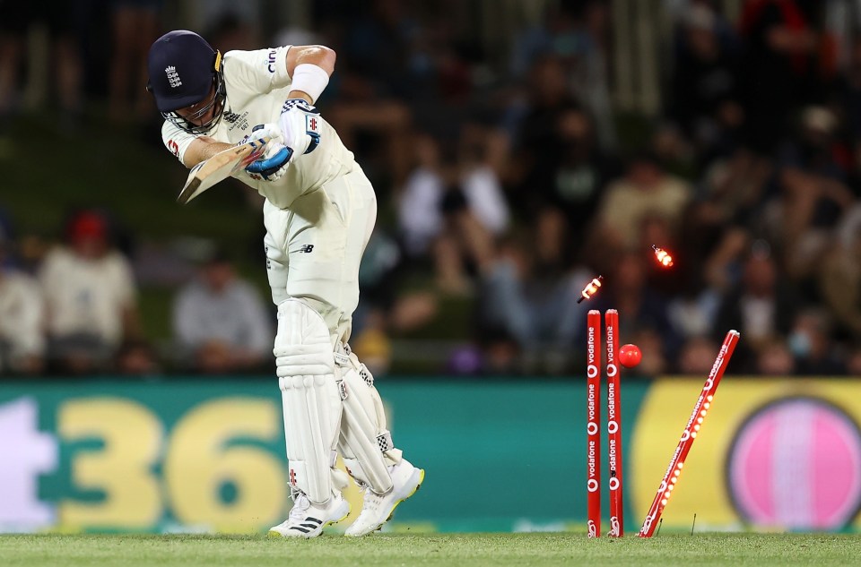 Ollie Pope had his stumps clattered by Pat Cummings towards the end of the collapse