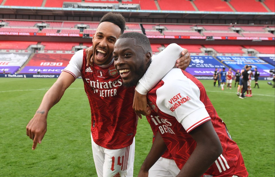 Nicolas Pepe and Pierre-Emerick Aubameyang lifted the FA Cup together in 2020