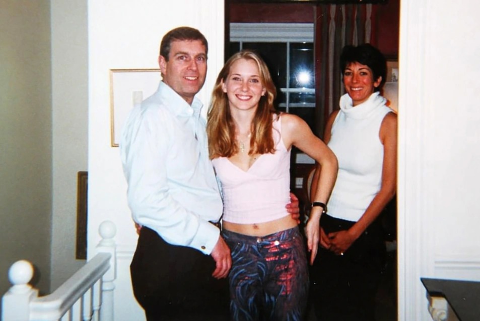 Prince Andrew and Virginia Roberts, aged 17, at Ghislaine Maxwell's townhouse in London