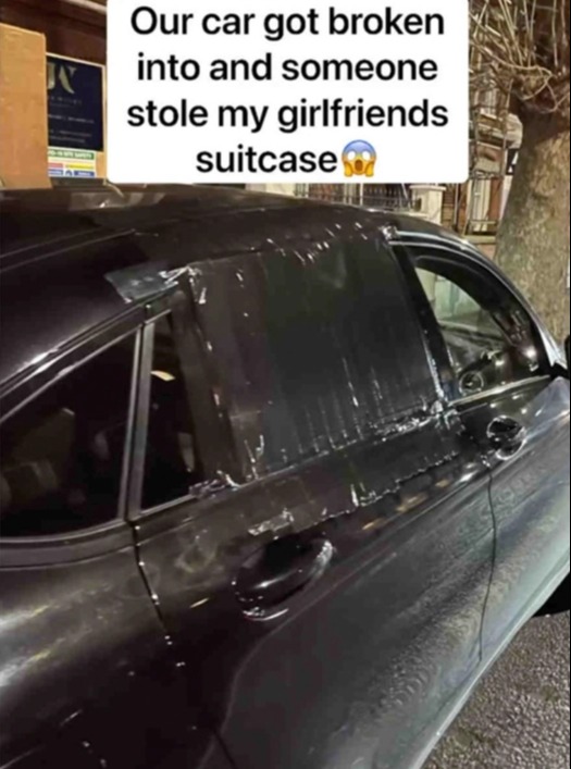 The couple showed fans the damage to their car