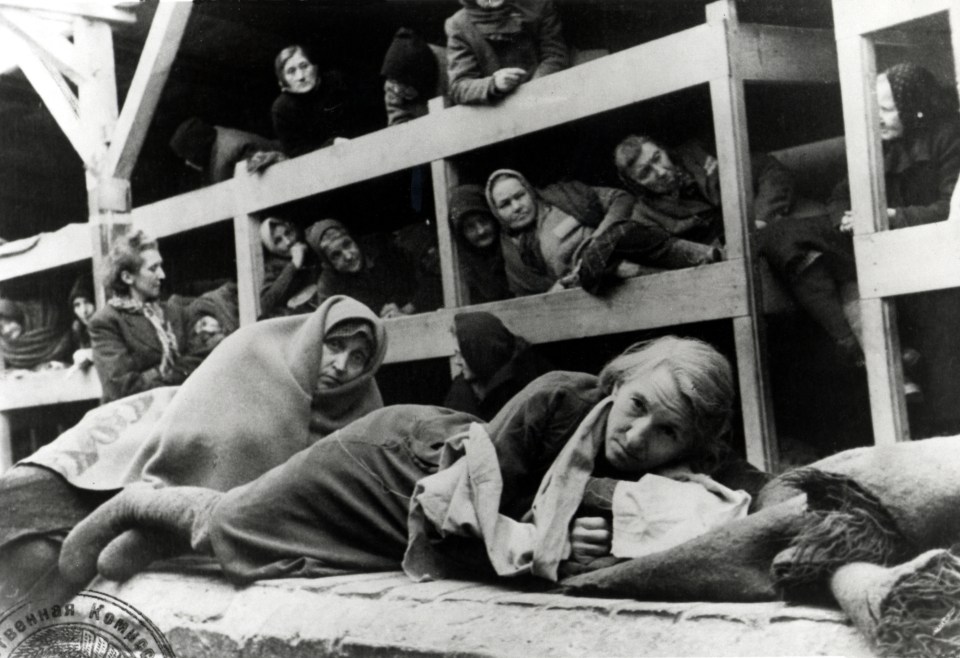 In Auschwitz, she lived in Barracks made up of three rows, like these pictured