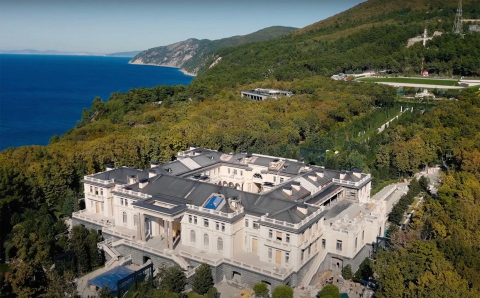 The sprawling billion-pound-property overlooks the Black Sea