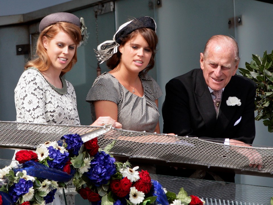 Princesses Beatrice and Eugenie with their late grandfather Prince Philip