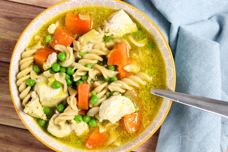 A tasty chicken soup for two