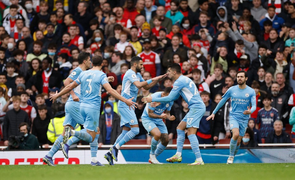 Man City celebrated after Riyad Mahrez comprehensively converting his penalty