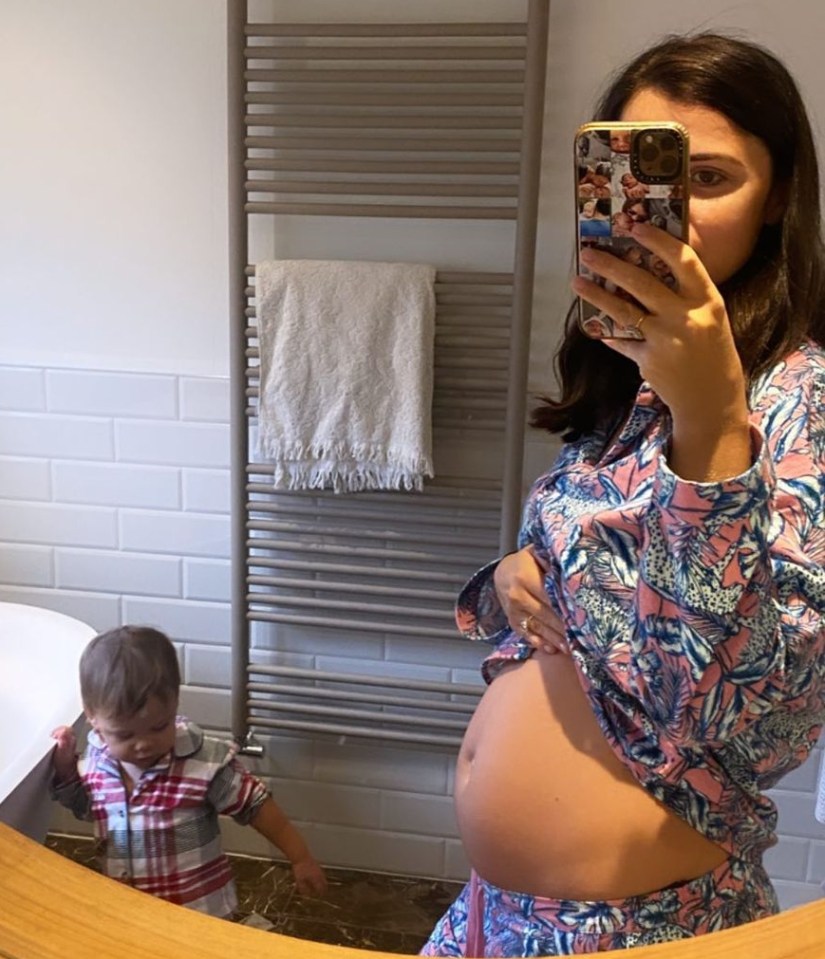 Lucy Mecklenburgh shoes off her growing baby bump