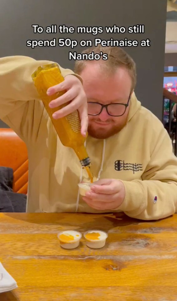 Martyn mixes free mayo and the medium spice sauce