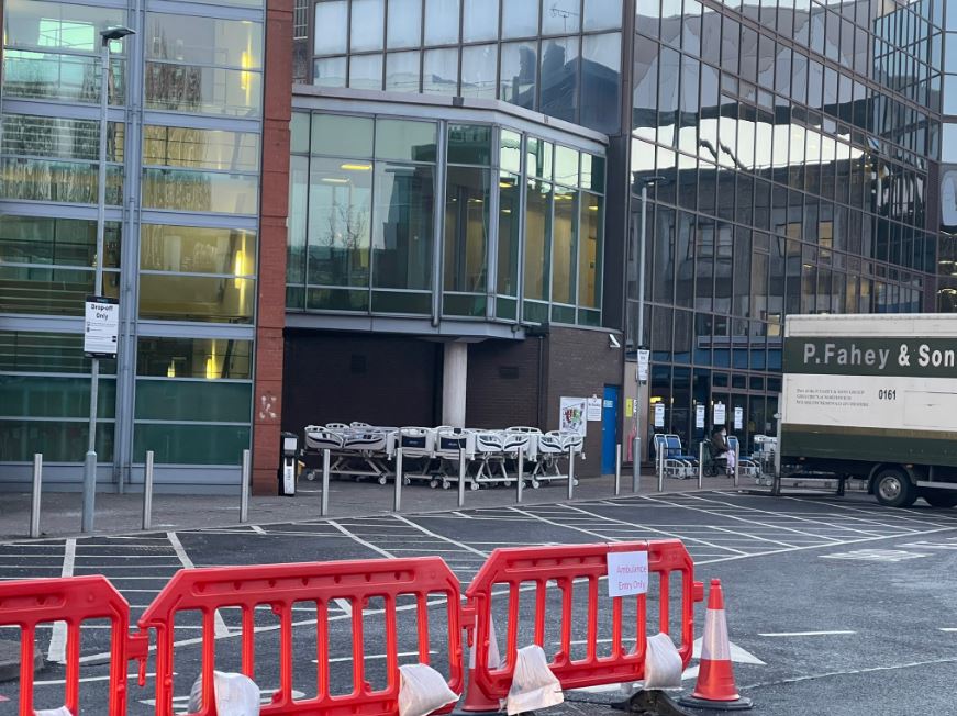 Extra beds arriving at Manchester Royal Infirmary for the Nightingale Ward