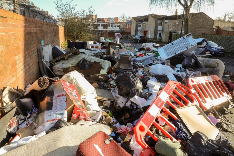 A 30ft pile of rubbish is making residents' lives a 'living hell'