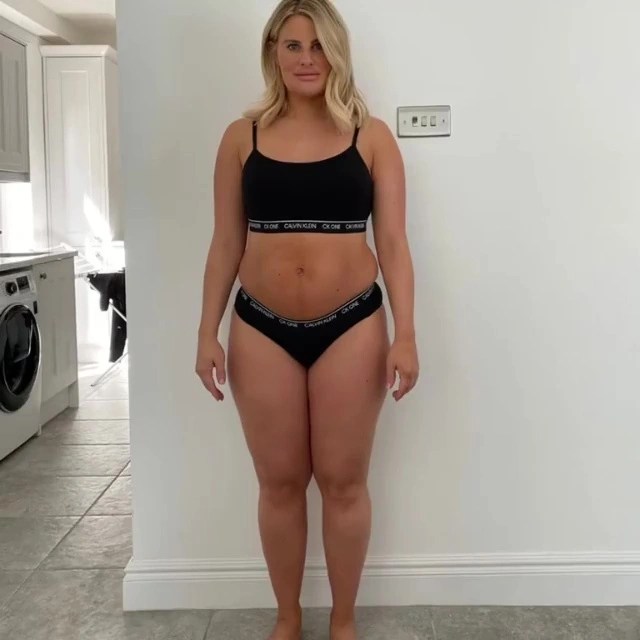 She shared a photo of her pre-transformation posing in the same underwear set