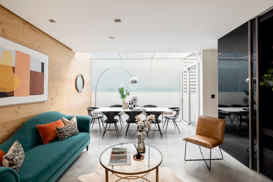 The ground floor open-plan kitchen and dining room makes for a light and clean aesthetic