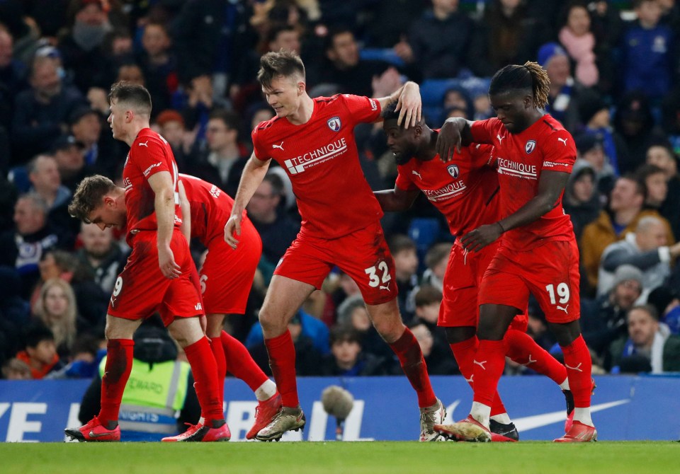 Chesterfield celebrated a wonderful moment when Asante scored at Stamford Bridge