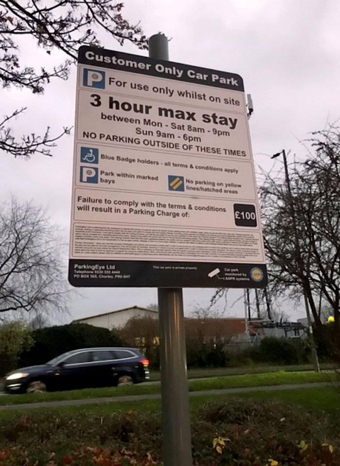 The dodgy sign states that drivers can only park in the area until 9pm