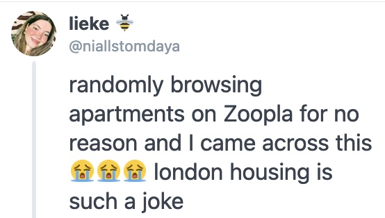 A Twitter user stumbled across this 'joke' property on Zoopla