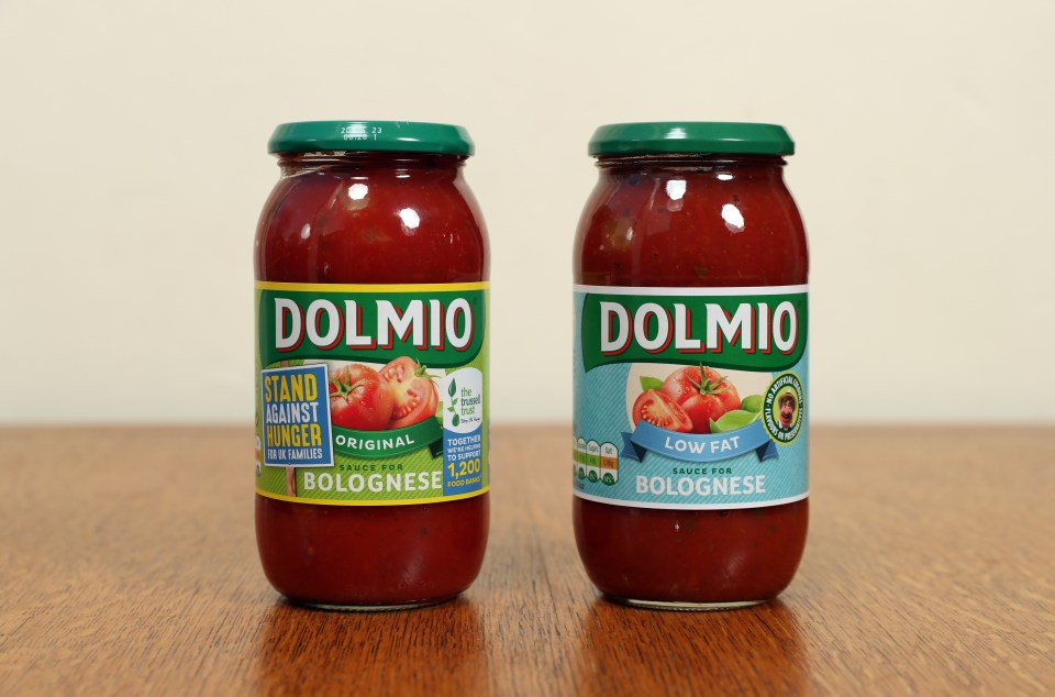 A quarter of a Dolmio Bolognese jar has 1.75 cubes of sugar, while an the light version has just 1.2 cubes