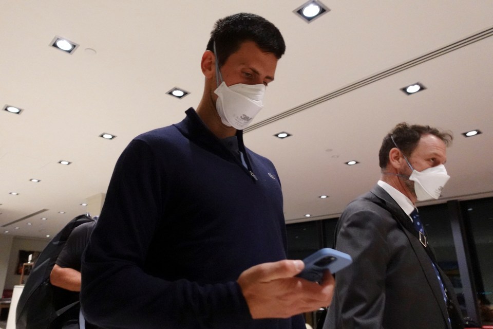 Novak Djokovic pictured at Melbourne Airport