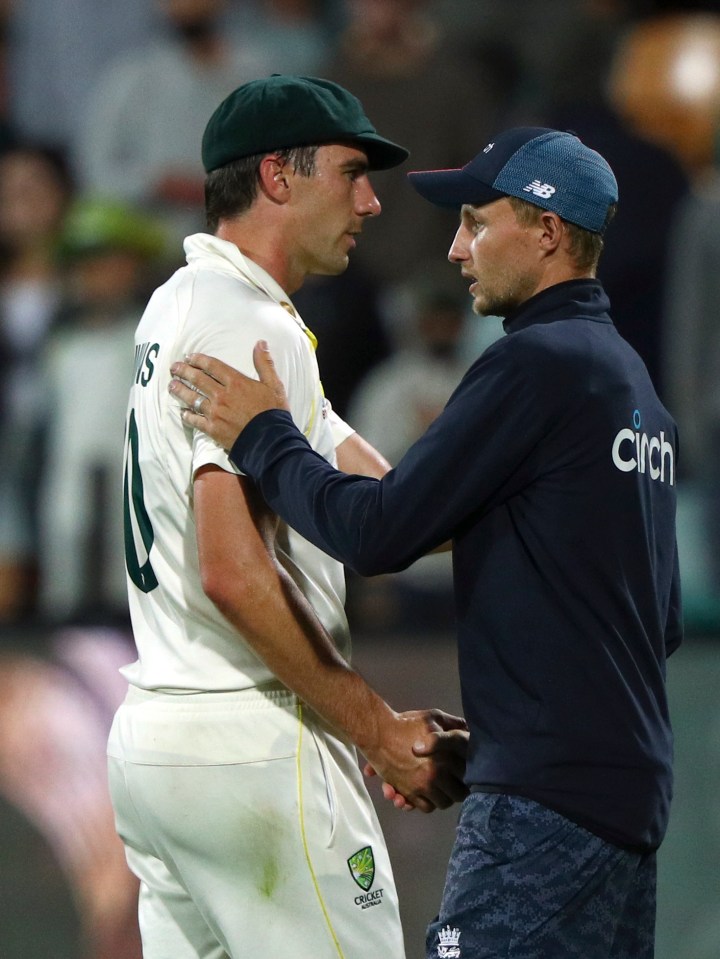 The two captains shake hands at the end of the match