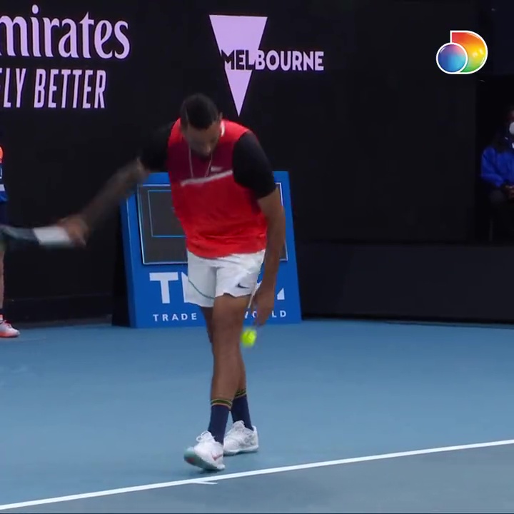 Nick Kyrgios turned on the style during his first-round match with Liam Broady