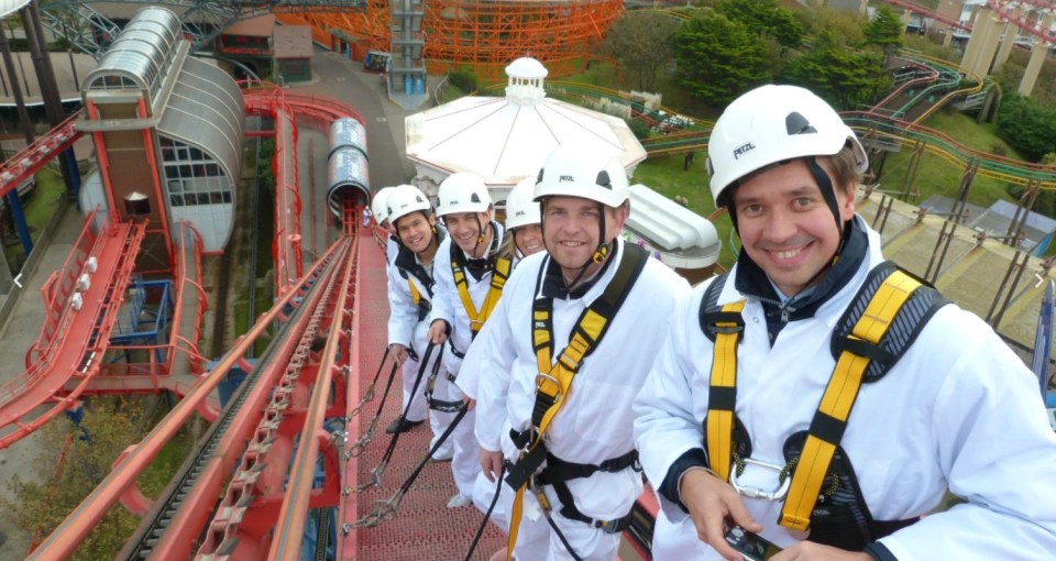 Thrill-seekers can walk up The Big One at Blackpool Pleasure Beach to reach the dizzying height of 235ft