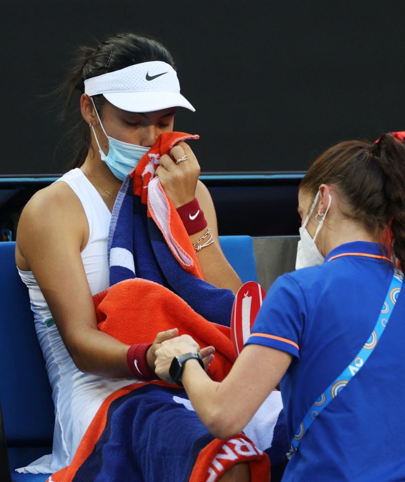 Emma Raducanu needed treatment for hand blisters in her second-round match against Danka Kovinic