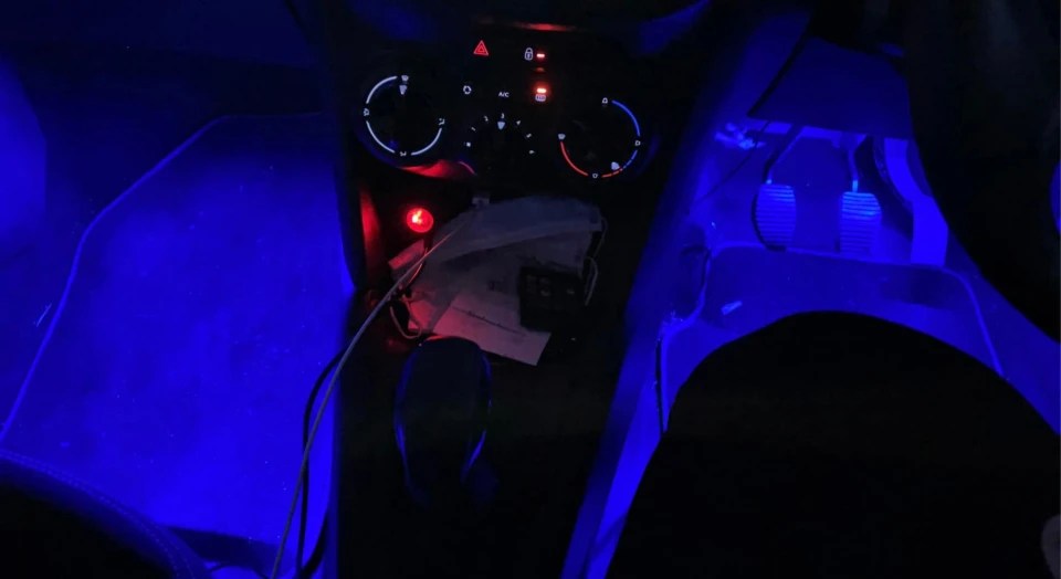 A woman shared how she decorated the inside of her car with LED lights in the foot well