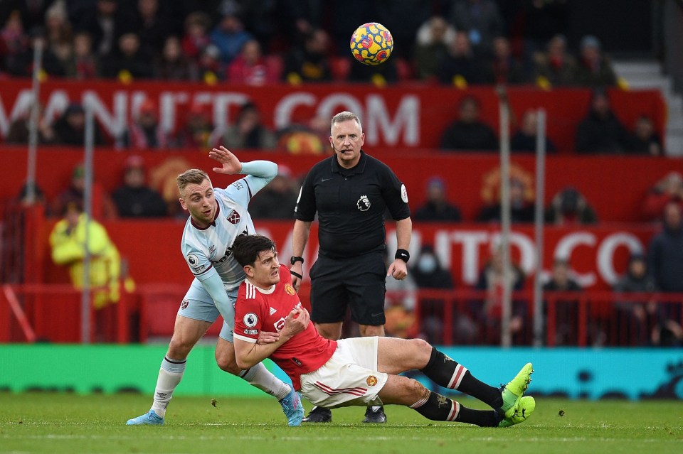 Harry Maguire comfortably dealt with the few attacks West Ham had