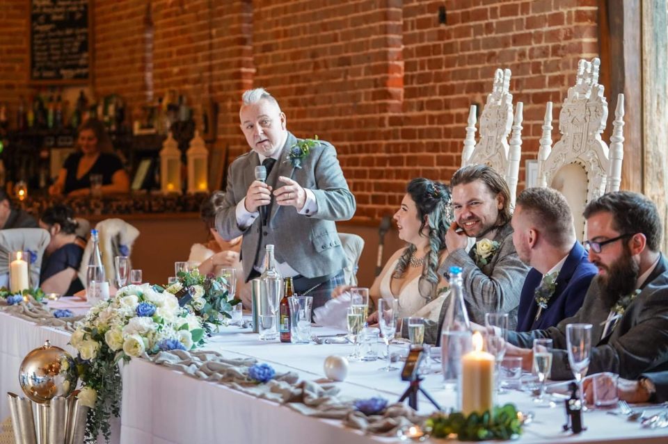 Wright placed the iconic trophy in front of him at the top table