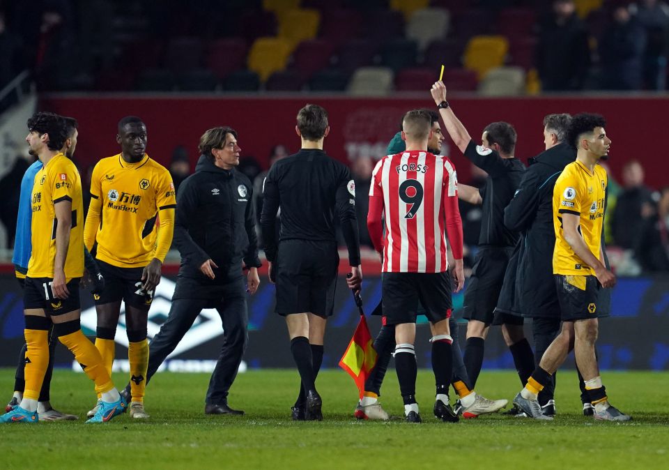 Thomas Frank was shown a red card at the end of the match