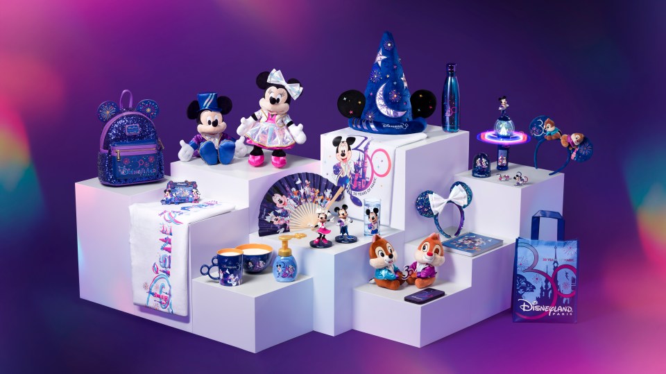 A 30th anniversary merch collection, including ear headbands, sweatshirts, bags and toys will be available in Disney stores and online