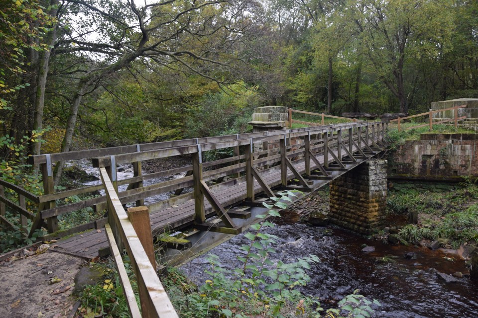 Walk the 3.5-mile old rail line to through a lush valley taking in streams, ancient woodlands