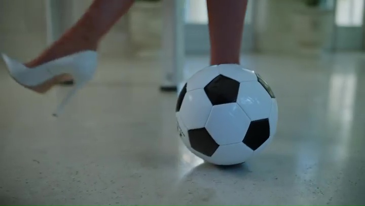 Georgina shows off her footballing ability with a cheeky back-heel